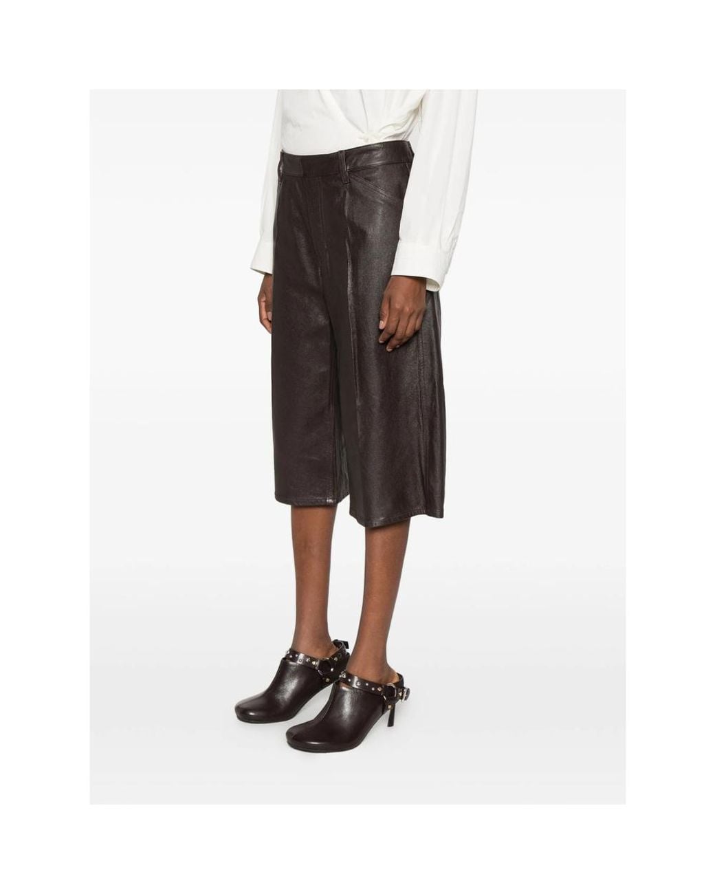 Lemaire Gray Leather Shorts
