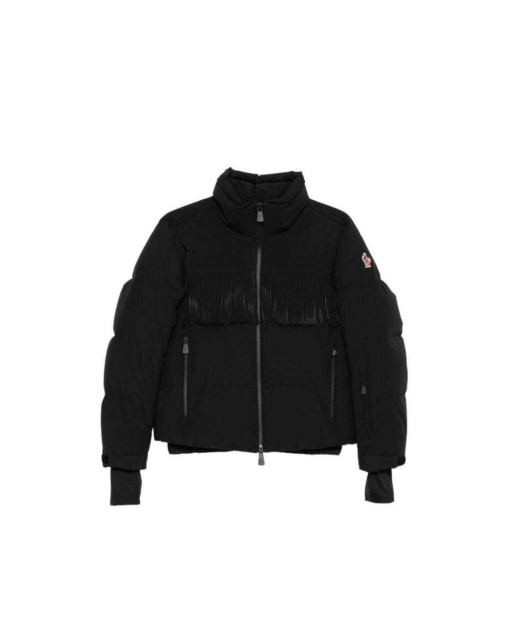 Moncler Black Fringe-Trimmed Padded Jacket