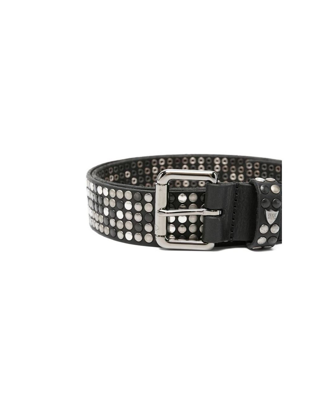 HTC Black Studded Leather Belt for men