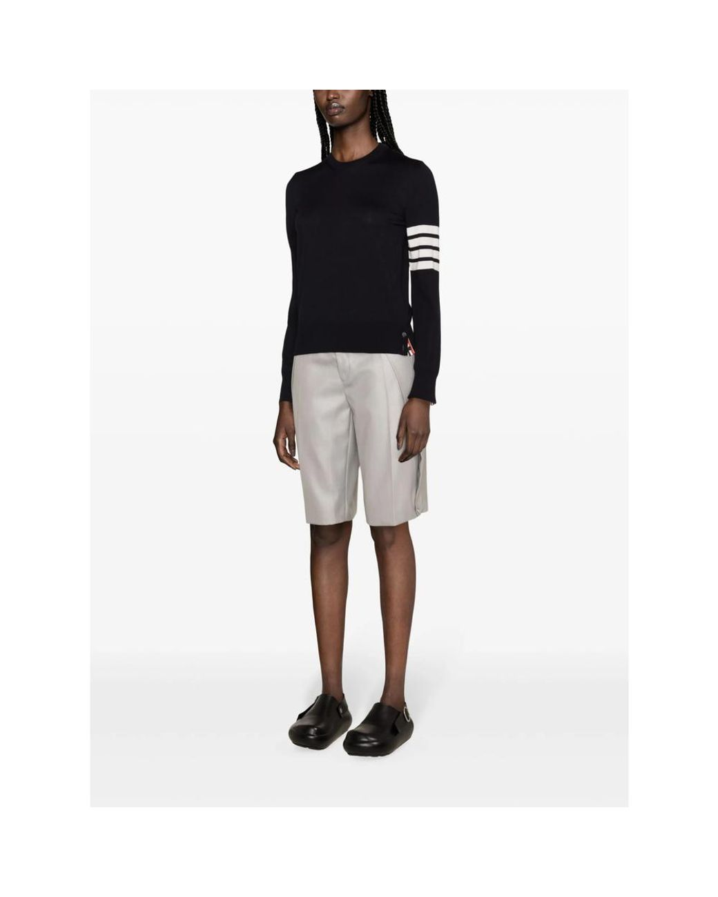 Thom Browne Black Merino Wool 4-Bar Relaxed Fit Pullover