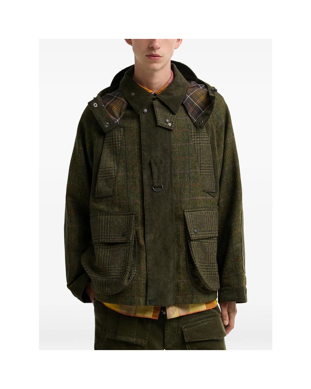 Barbour X Norbit Green X Norbit Check-Pattern Hooded Jacket for men