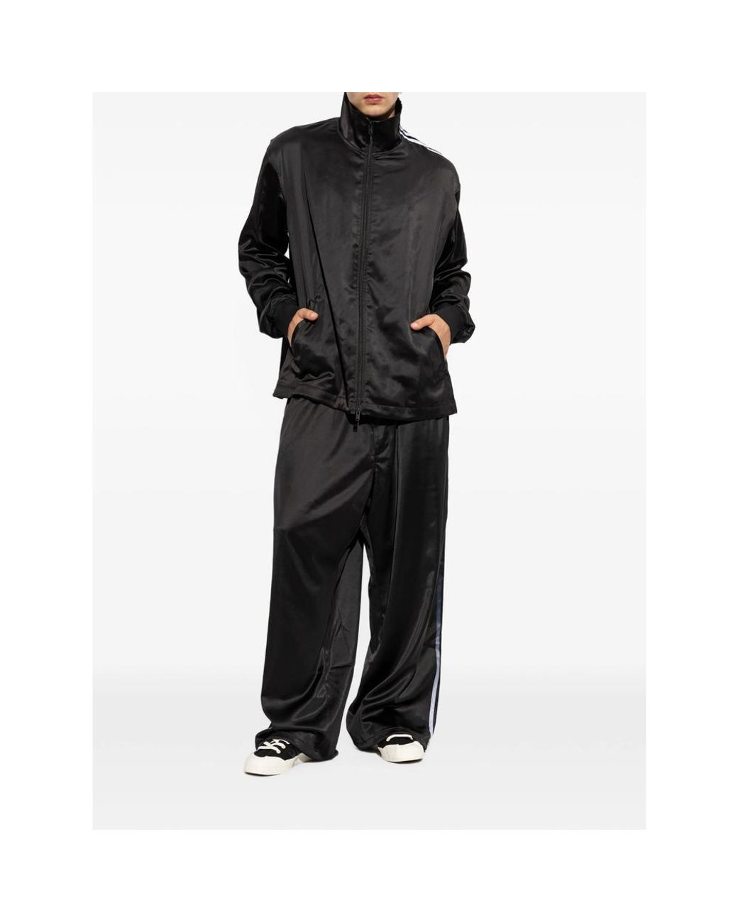 Y-3 Black Satin Gradient 3-Stripes Track Top for men