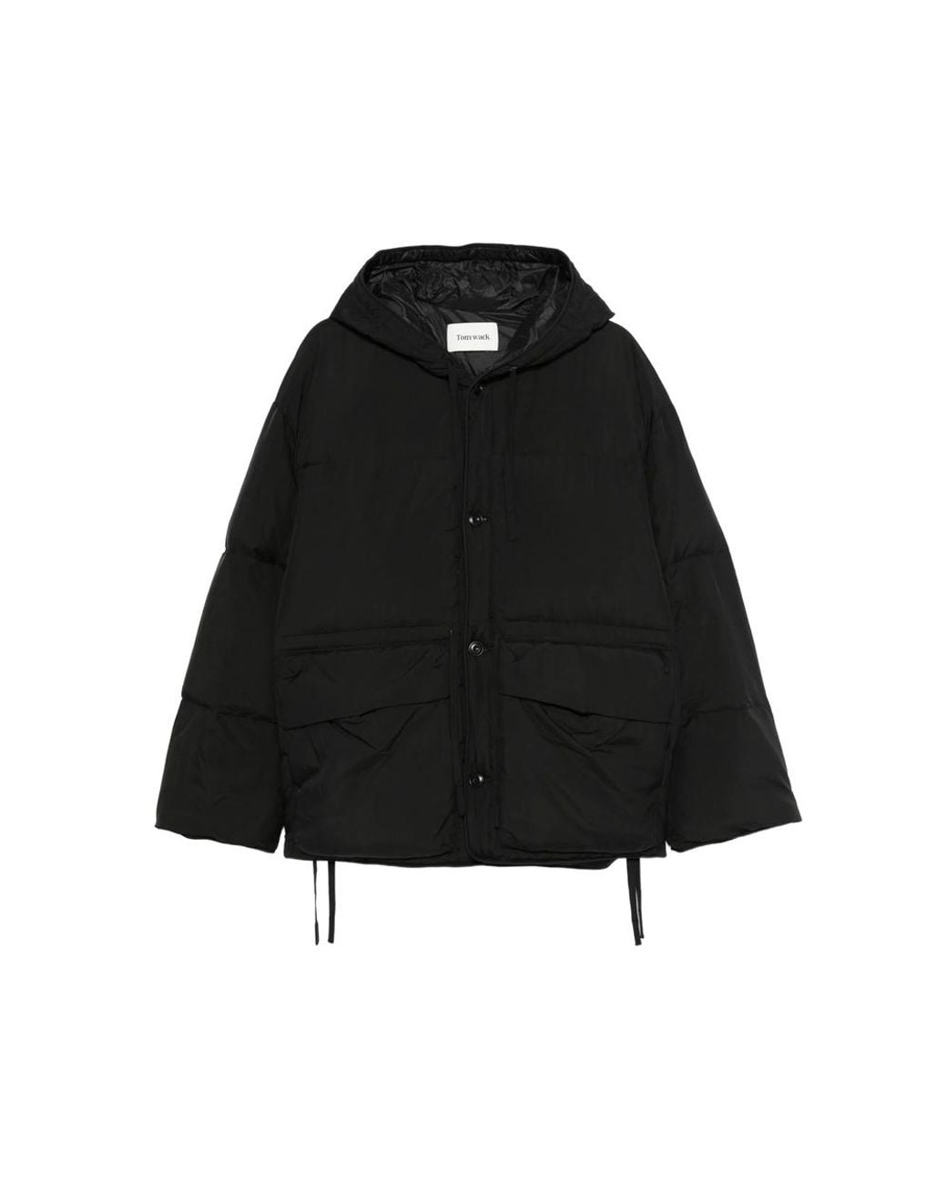 TONYWACK Black Hooded Padded Coat for men