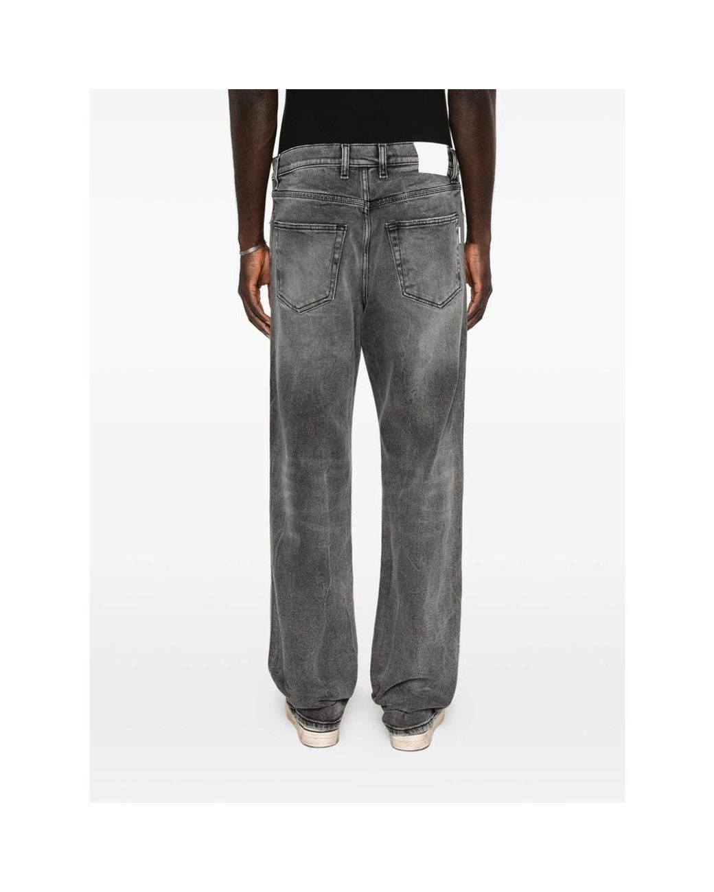 NUMERI 123456789 Gray Logo-Patch Jeans for men