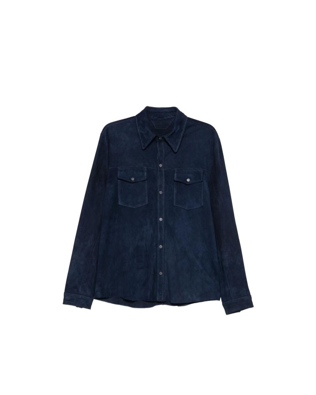 Salvatore Santoro Blue Suede Shirt Jacket for men