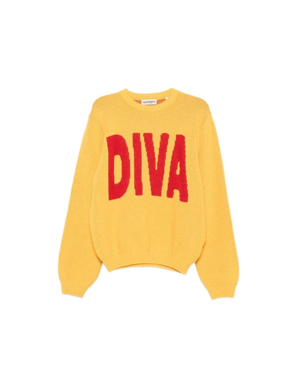 Carne Bollente Yellow Such A Diva Intarsia-Knit Sweater for men