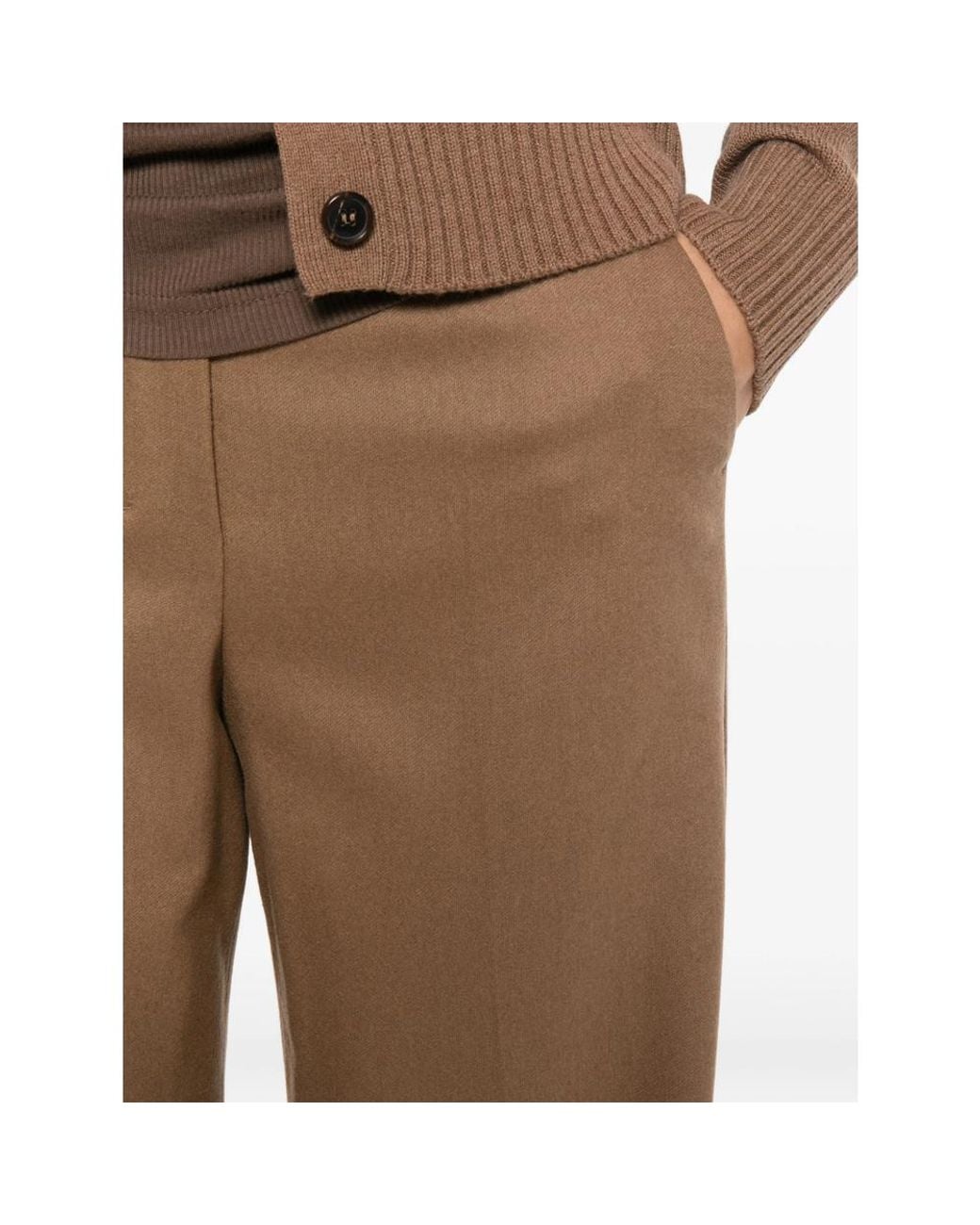 Max Mara Brown Pressed-Crease Straight-Leg Trousers