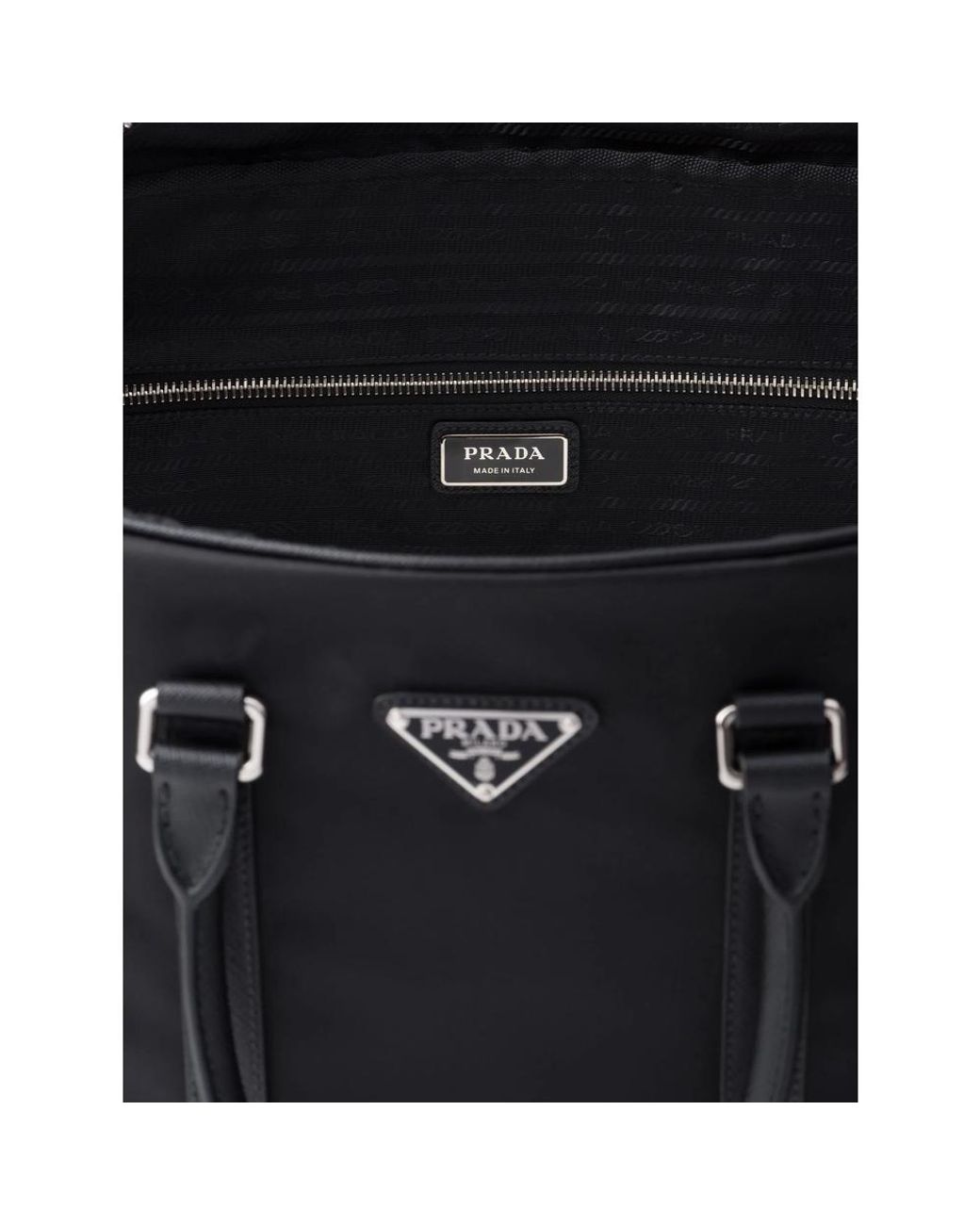 Prada Black Re-Nylon And Saffiano Leather Duffel Bag for men