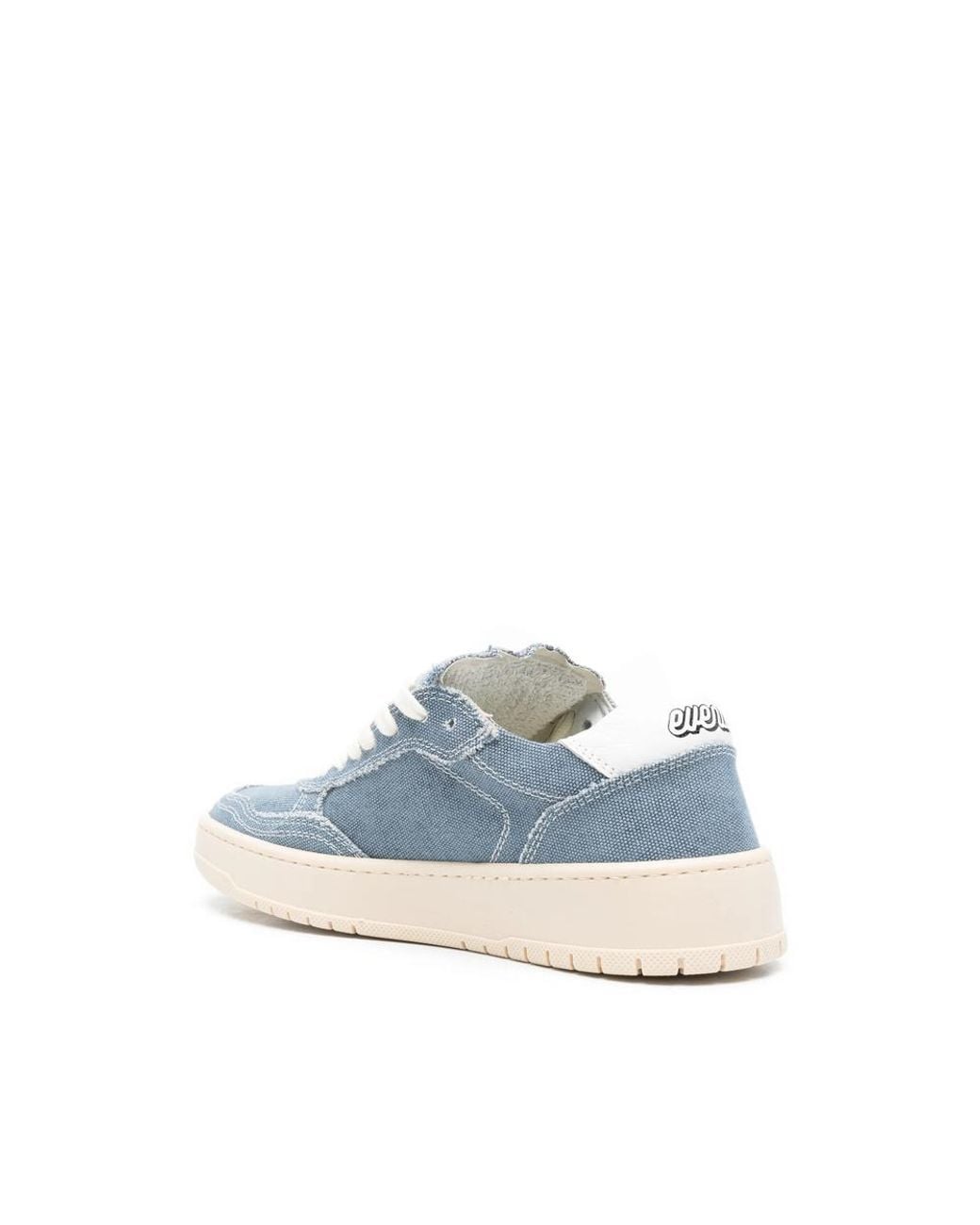 Evenuel Blue Equal Contrast-Stitch Logo-Patch Sneakers