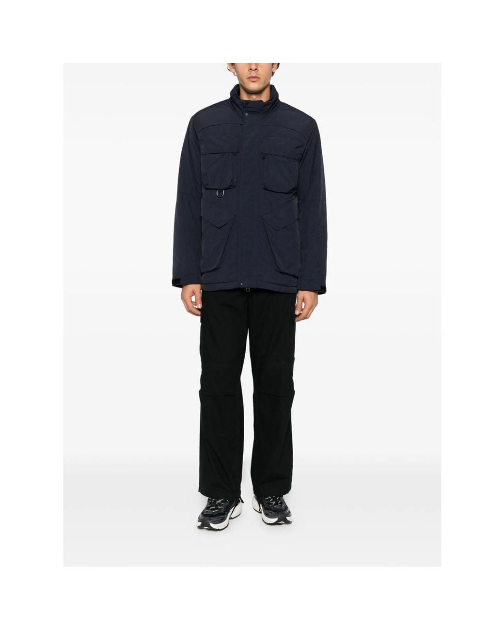 JG1 Blue Multi-Pocket High-Neck Jacket for men