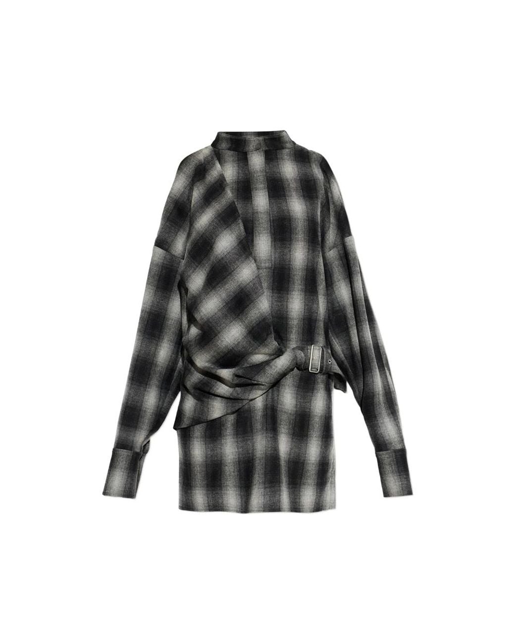 IRO Black Narissa Check Cold-Shoulder Mini Dress