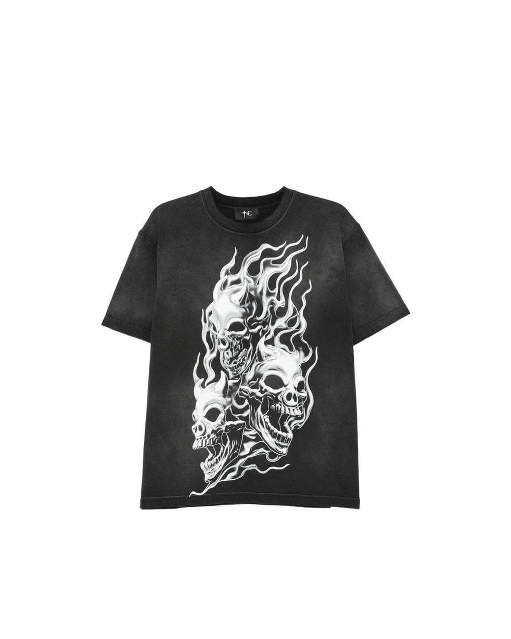 THUG CLUB Black Skull-Print T-Shirt for men