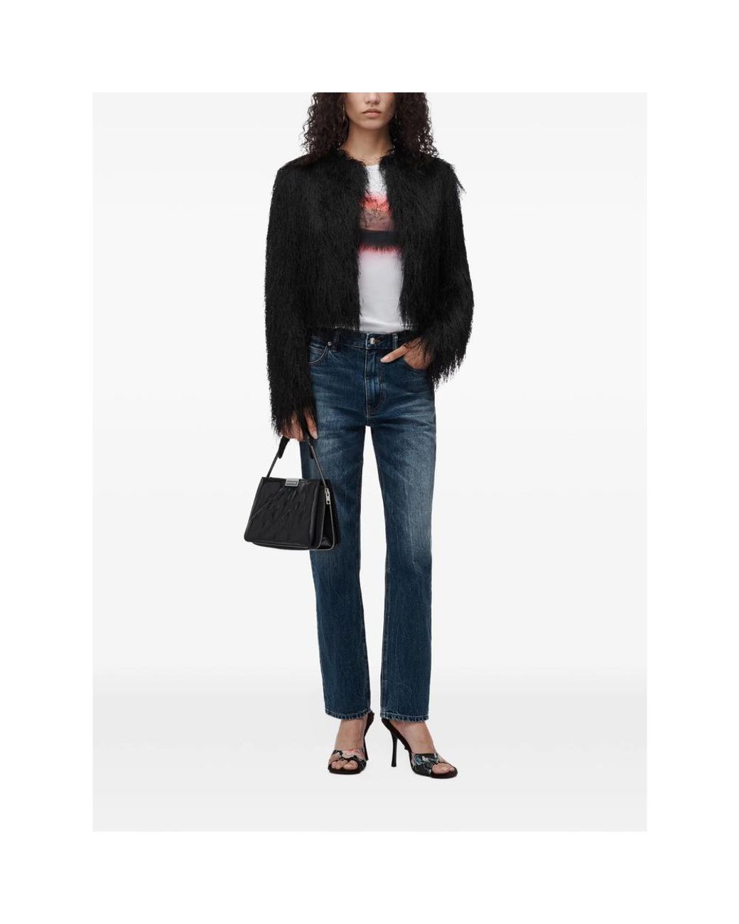 Alexander Wang Blue High-Rise Taper Jean W/ Crystal Stud