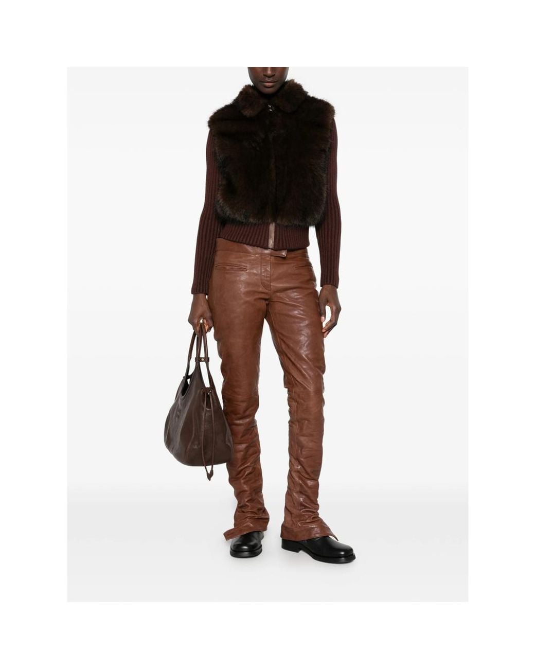 Miu Miu Brown Leather Trousers
