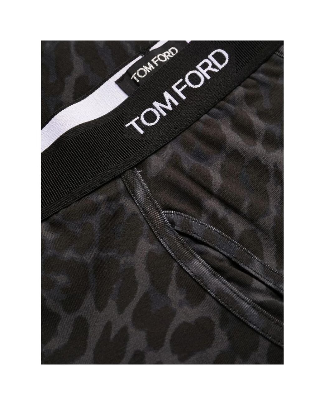 Tom Ford Black Leopard-Print Boxers With Logo Waistband for men