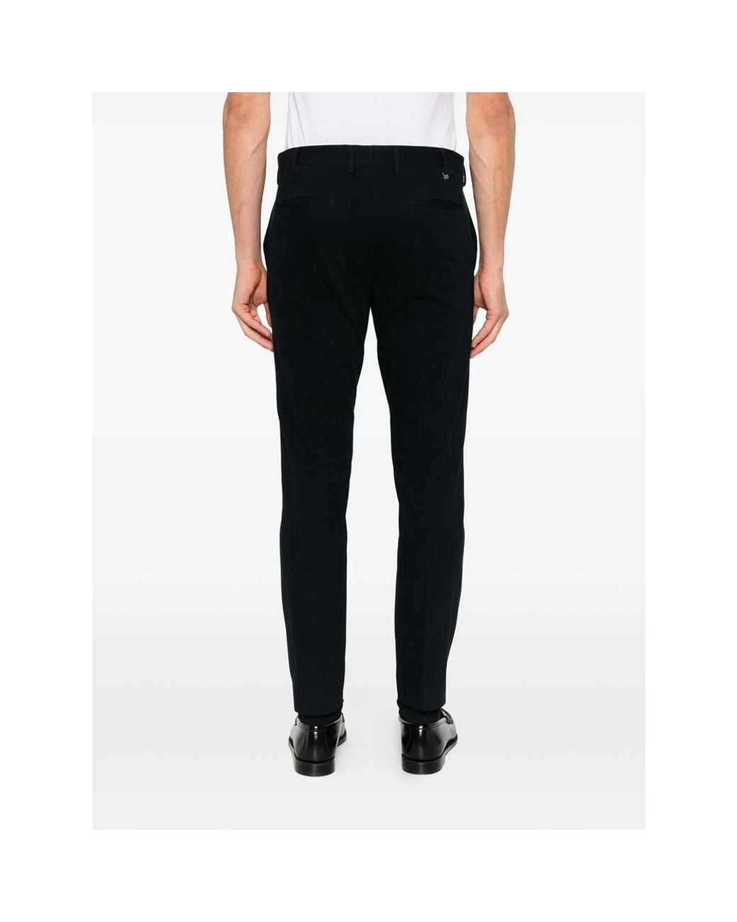 PT Torino Black Logo-Plaque Tailored Trousers for men