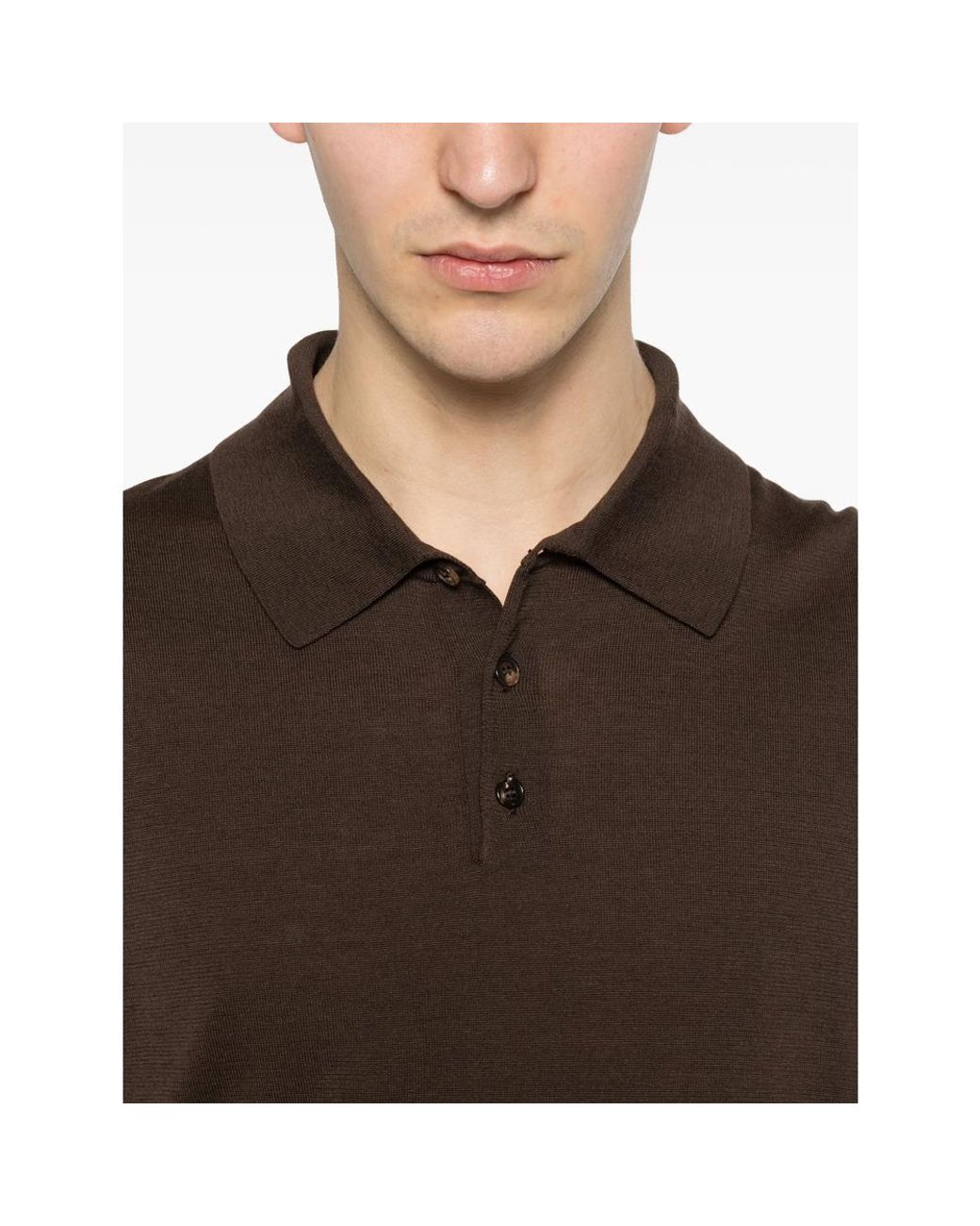 ZANONE-SLOWEAR Brown Buttoned Polo Shirt for men