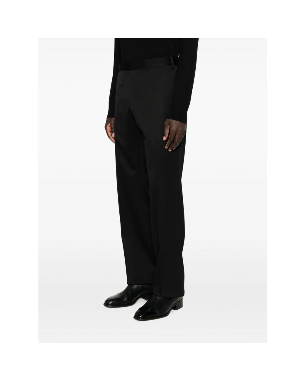 Lardini Black Pressed-Crease Straight-Leg Trousers for men