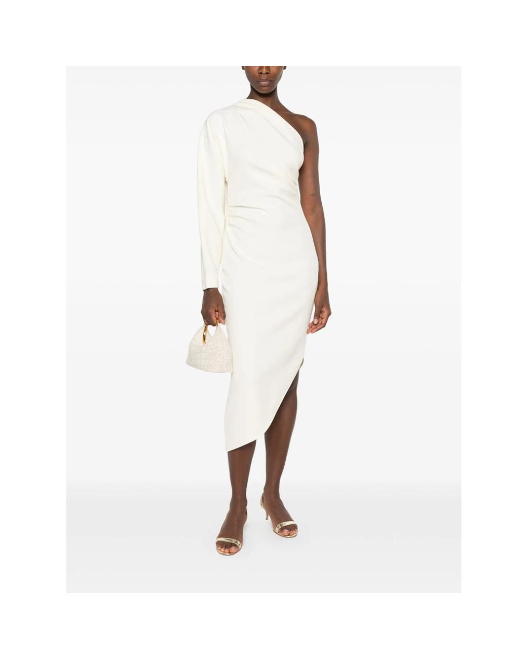 FEDERICA TOSI White One-Shoulder Draped Asymmetric Dress