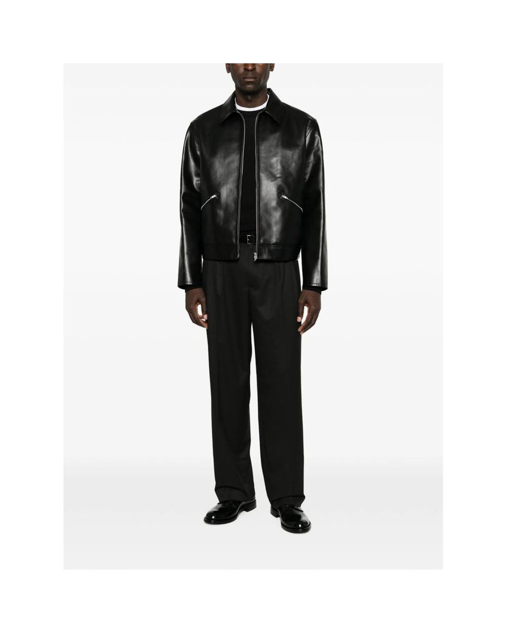 Calvin Klein Black Pleated Straight-Leg Trousers for men