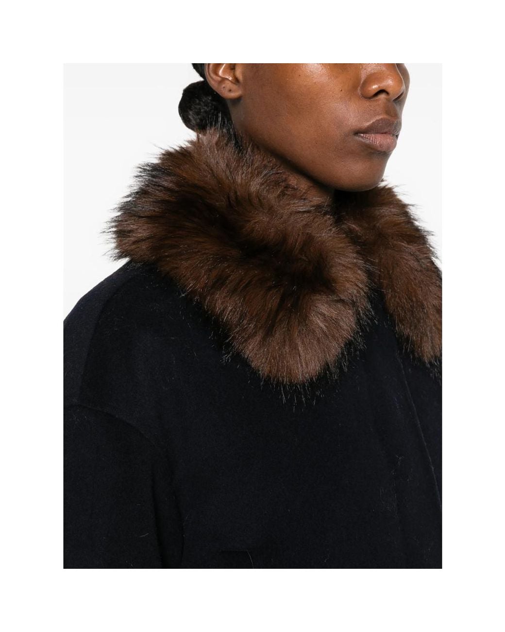 Self-Portrait Black Faux-Fur Trim Bomber Jacket