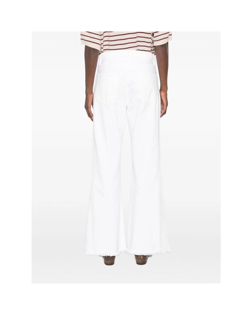FRAME White Frayed-Hem Jeans