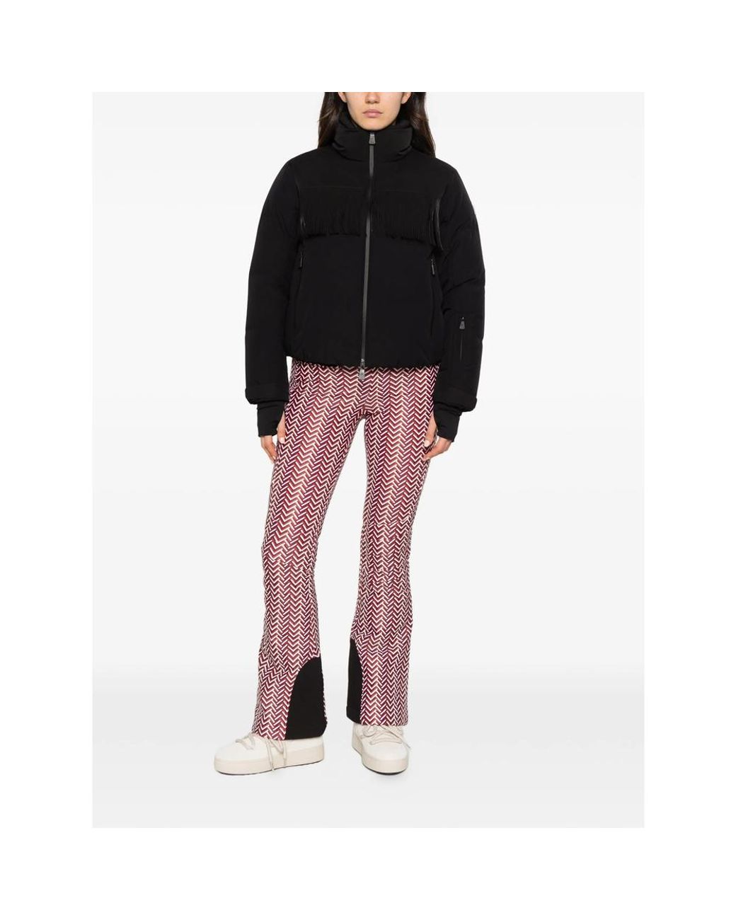 Moncler Black Fringe-Trimmed Padded Jacket