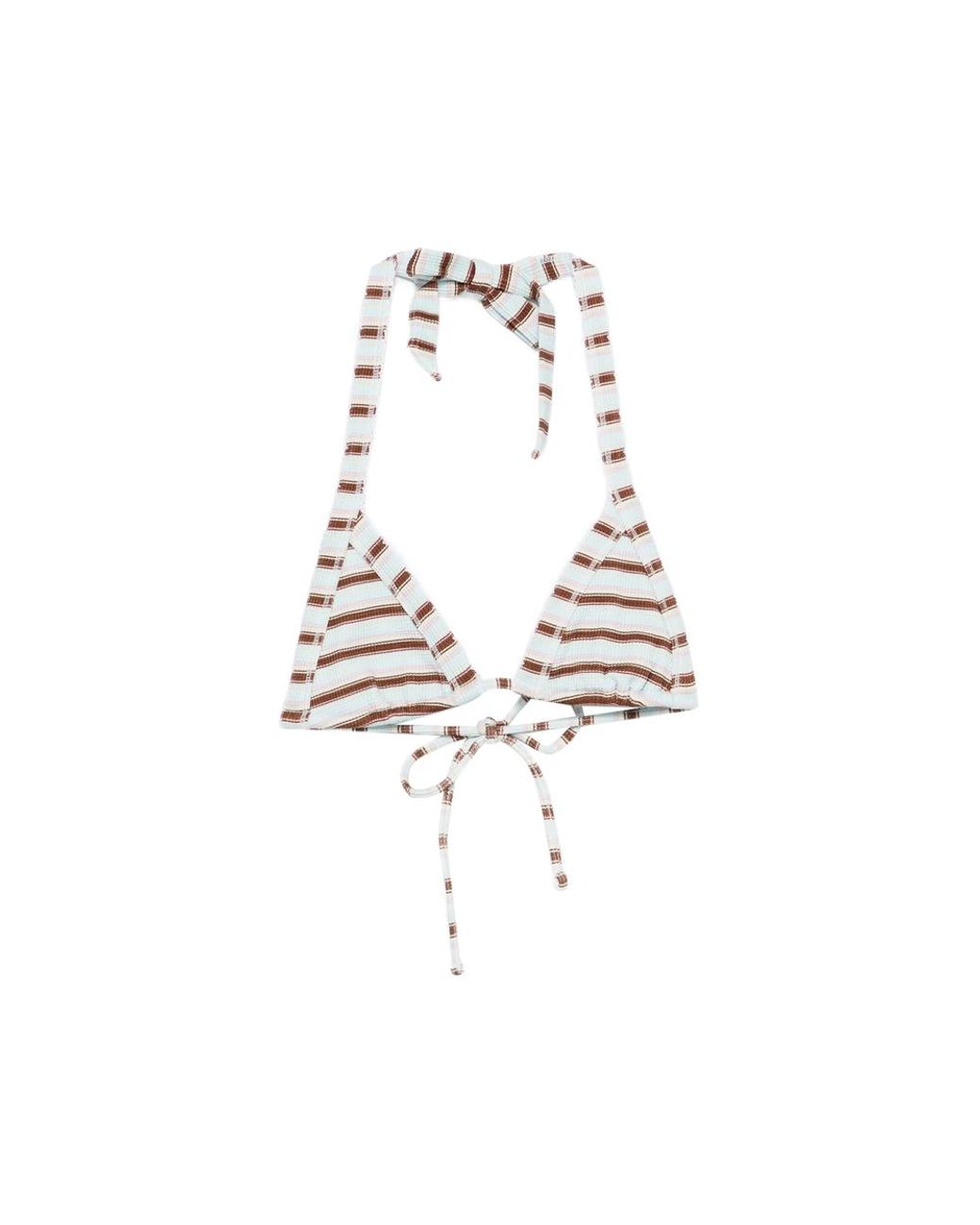 Frankie's Bikinis White Taite Thermal Striped Bikini Top