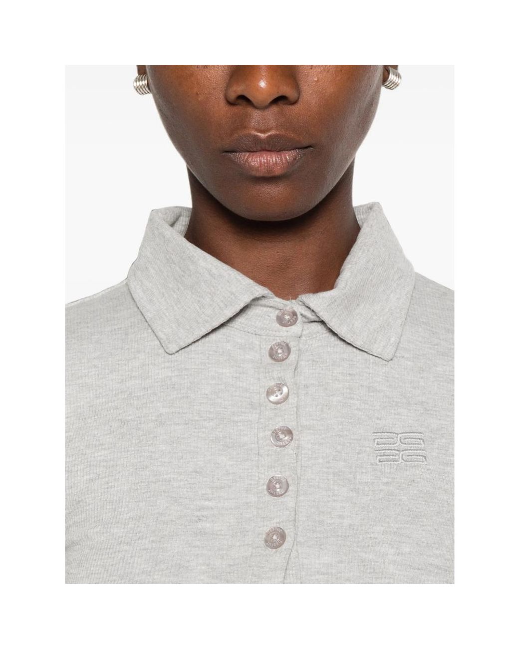Gestuz Gray Drew Short-Sleeves Polo Shirt