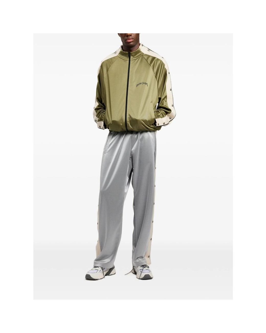 Palm Angels Green Snap-Button Side Bands Track Jacket for men