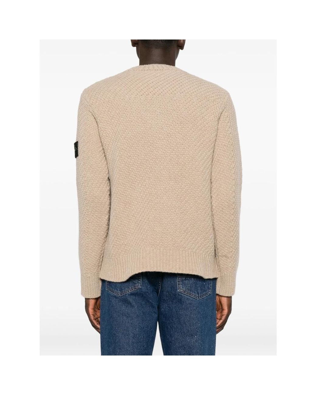 Stone Island Natural Compass-Patch Waffle-Knit Sweater for men