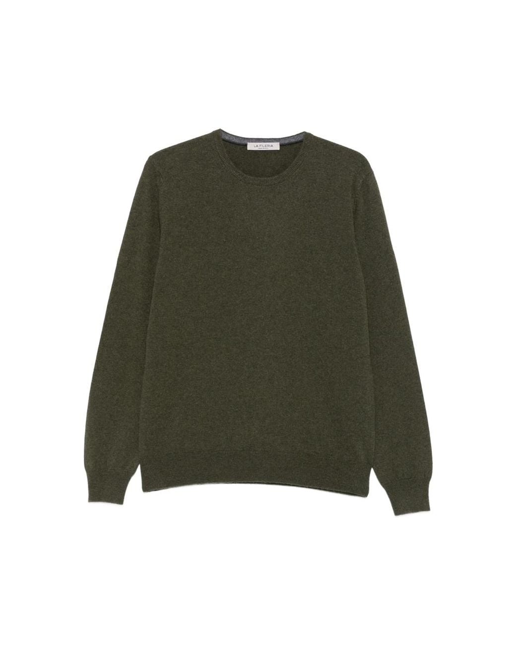 La Fileria Green Crew-Neck Cashmere Sweater for men