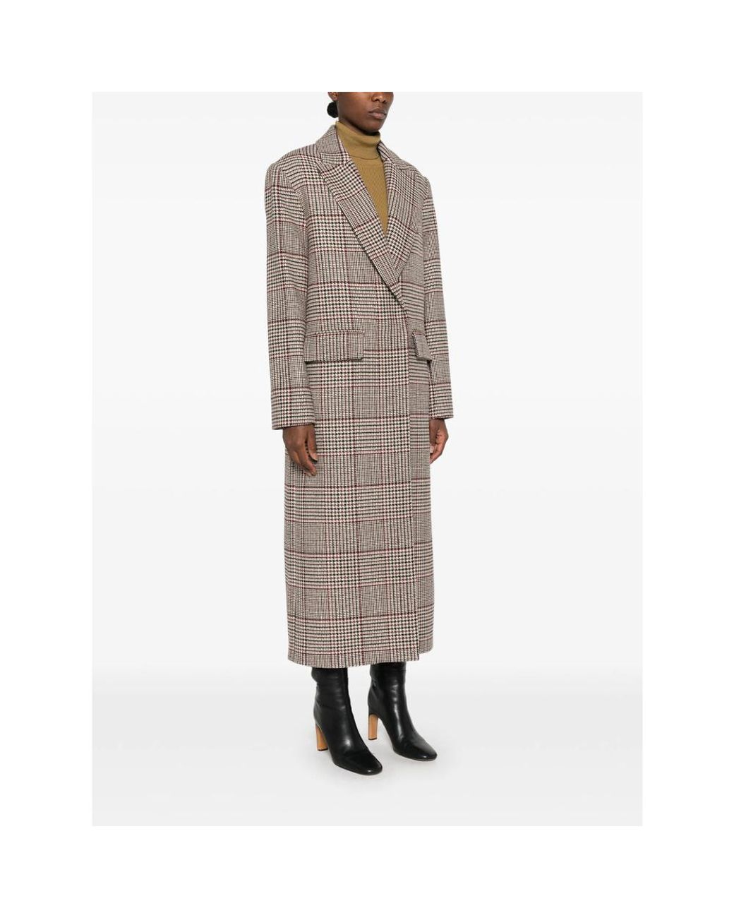FEDERICA TOSI Brown Prince Of Wales Check Double-Breasted Coat