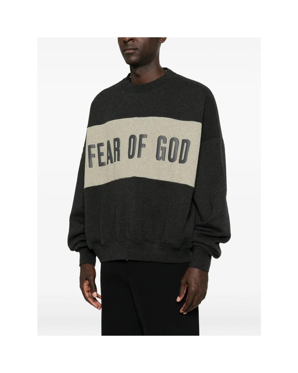 Fear Of God Black Logo-Print Panelled Sweater for men