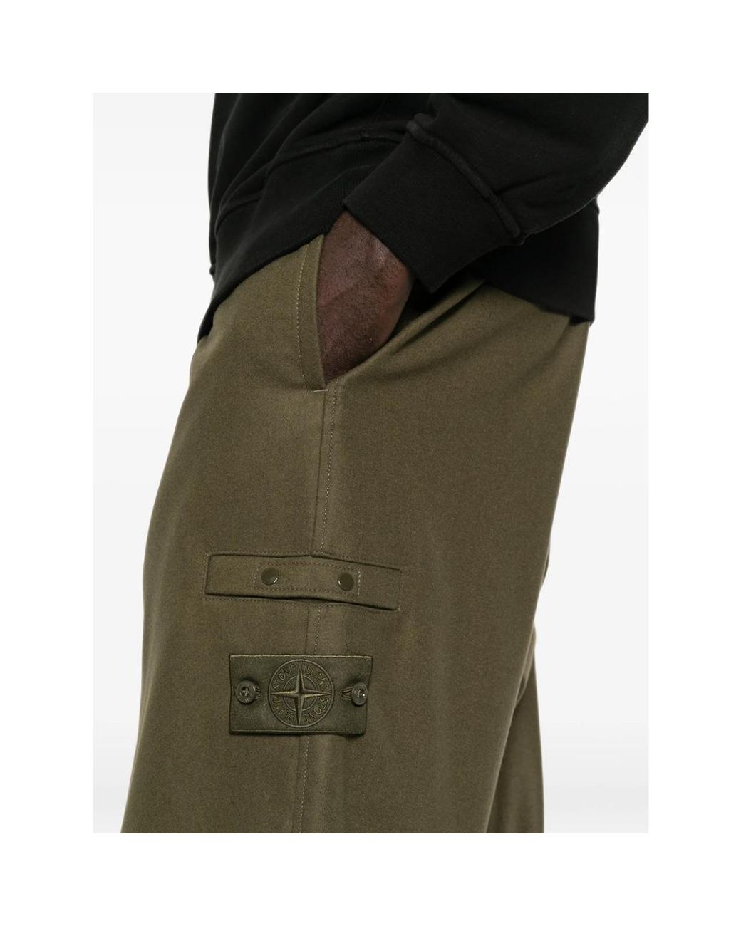 Stone Island Green Logo-Patch Track Pants for men