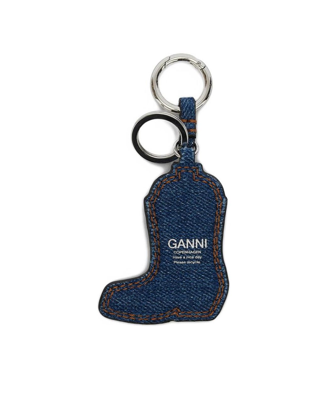 Ganni Blue Western Boot Keyring