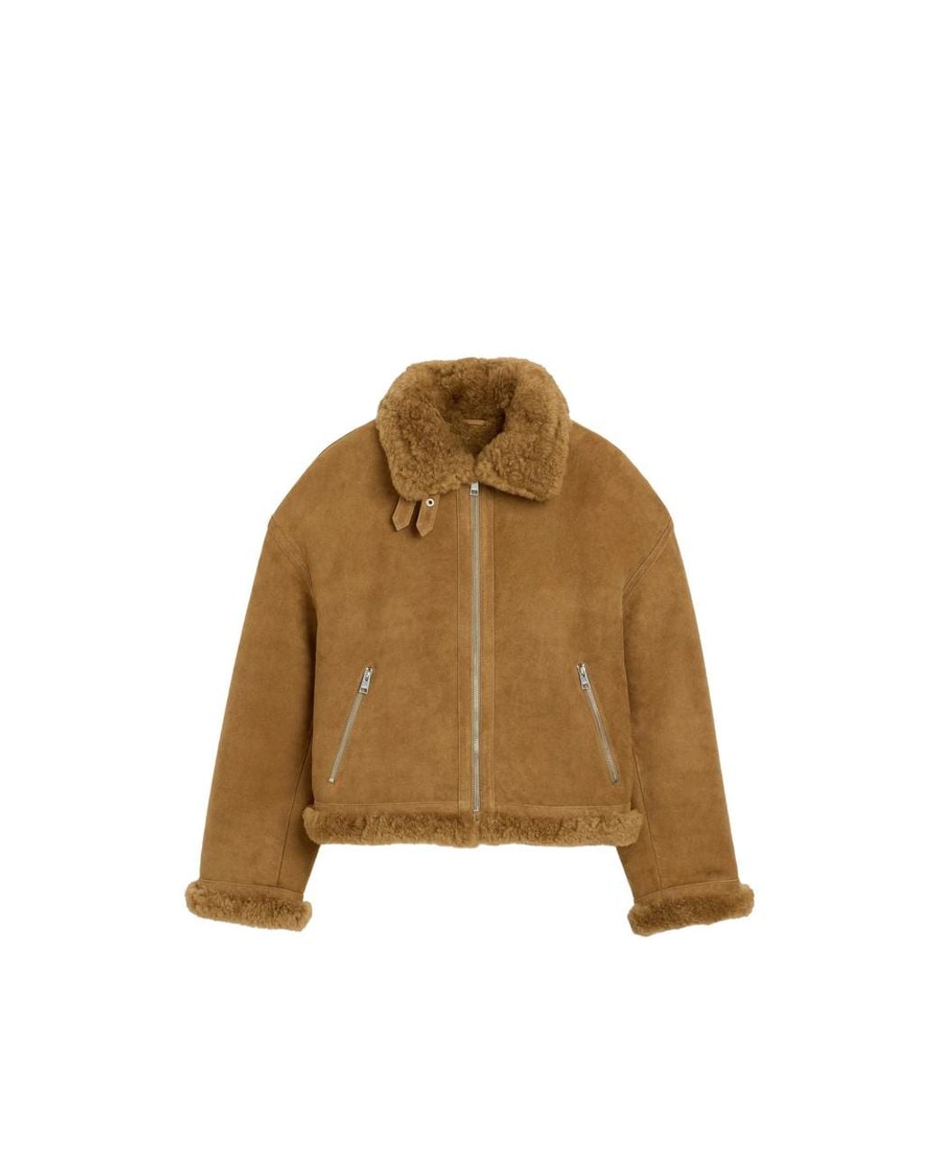 AMI Brown Sheep Shearling Aviator Jacket for men