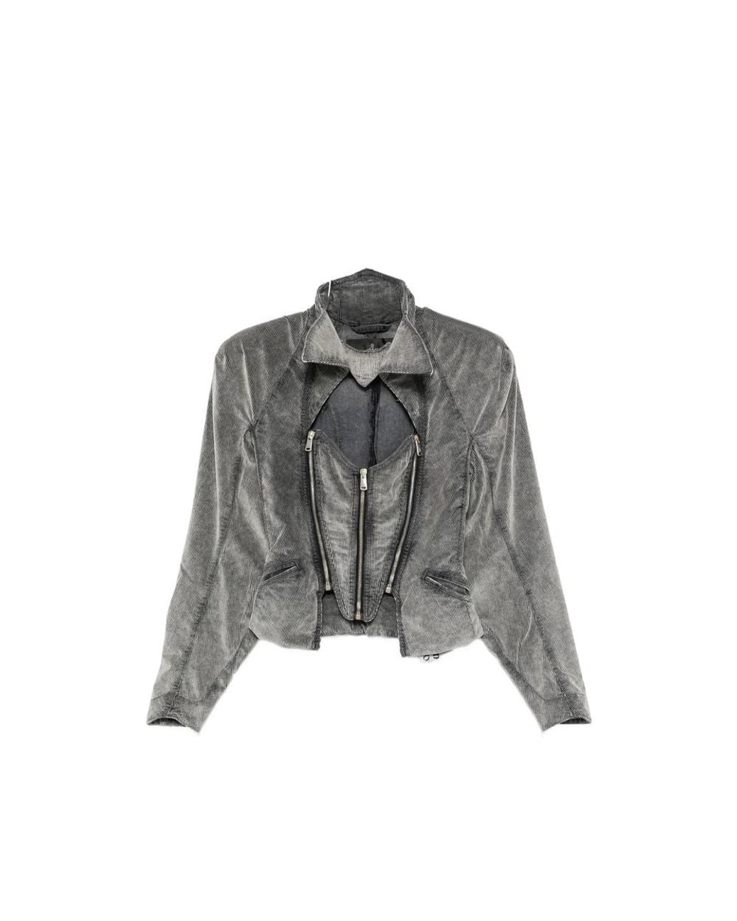 Vivienne Westwood Gray Beetle Corduroy Cut-Out Jacket