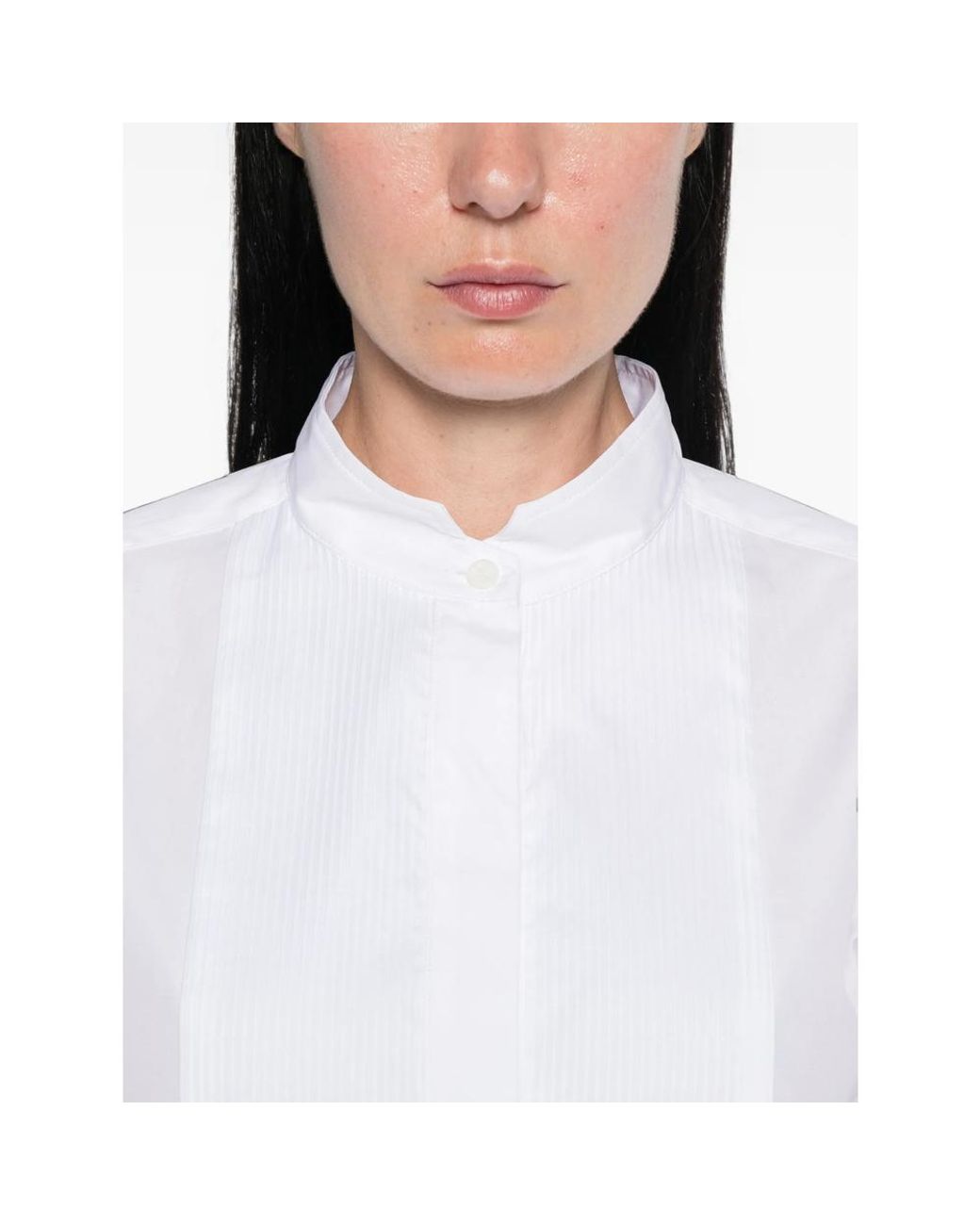 Seafarer White Bib-Front Band-Collar Shirt