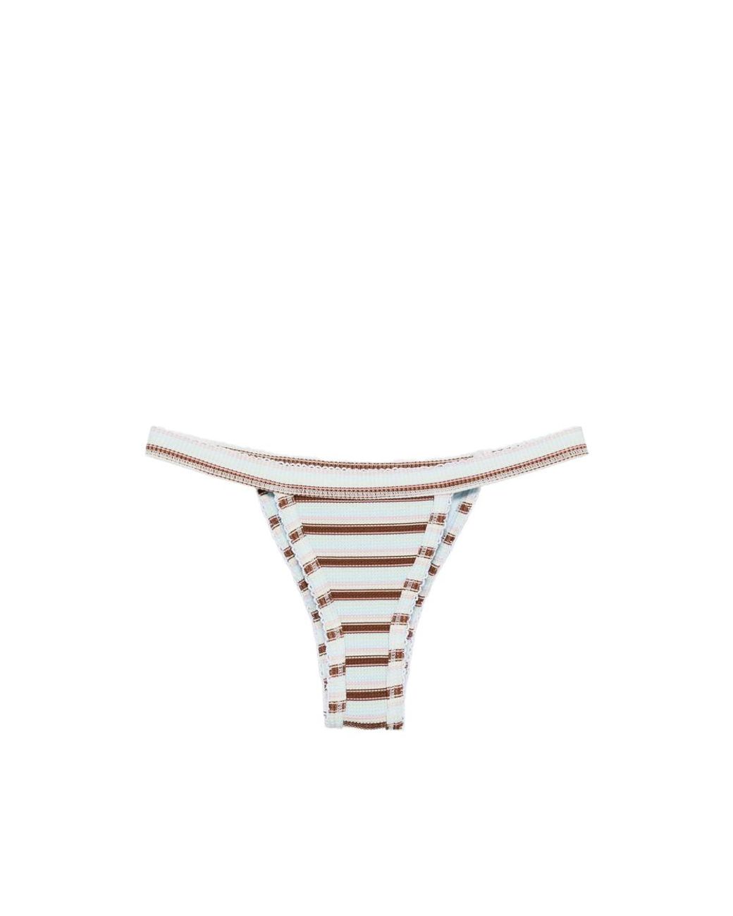 Frankie's Bikinis White Stripe-Pattern Bikini Bottoms