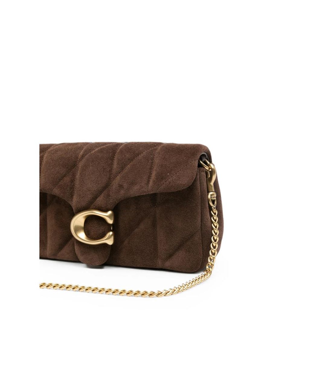 COACH Brown Sac Porté Épaule En Daim Matelassé Tabby