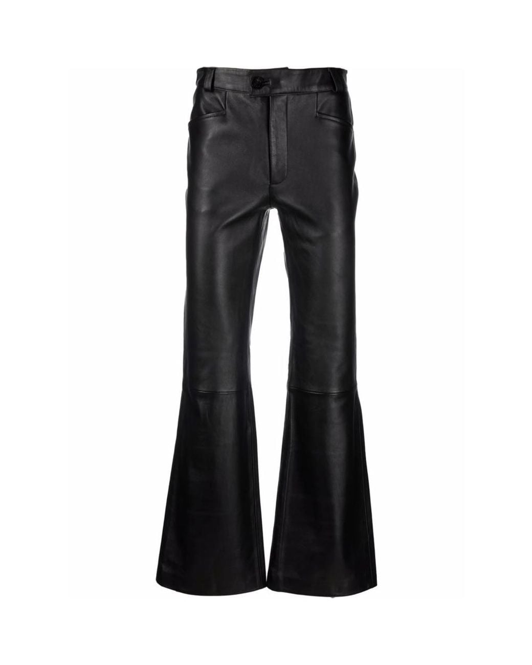 Ernest W. Baker Black Leather Flare-Leg Trousers for men