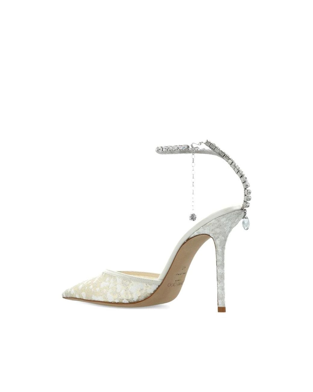 Jimmy Choo White Saeda Crystal-Embellished Pumps