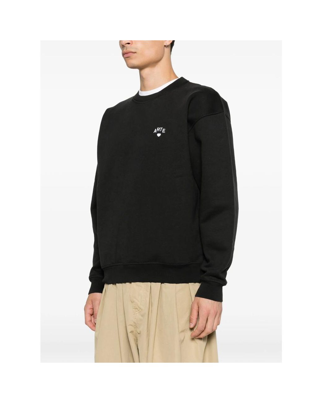 Arte' Black Logo-Embroidered Sweatshirt for men