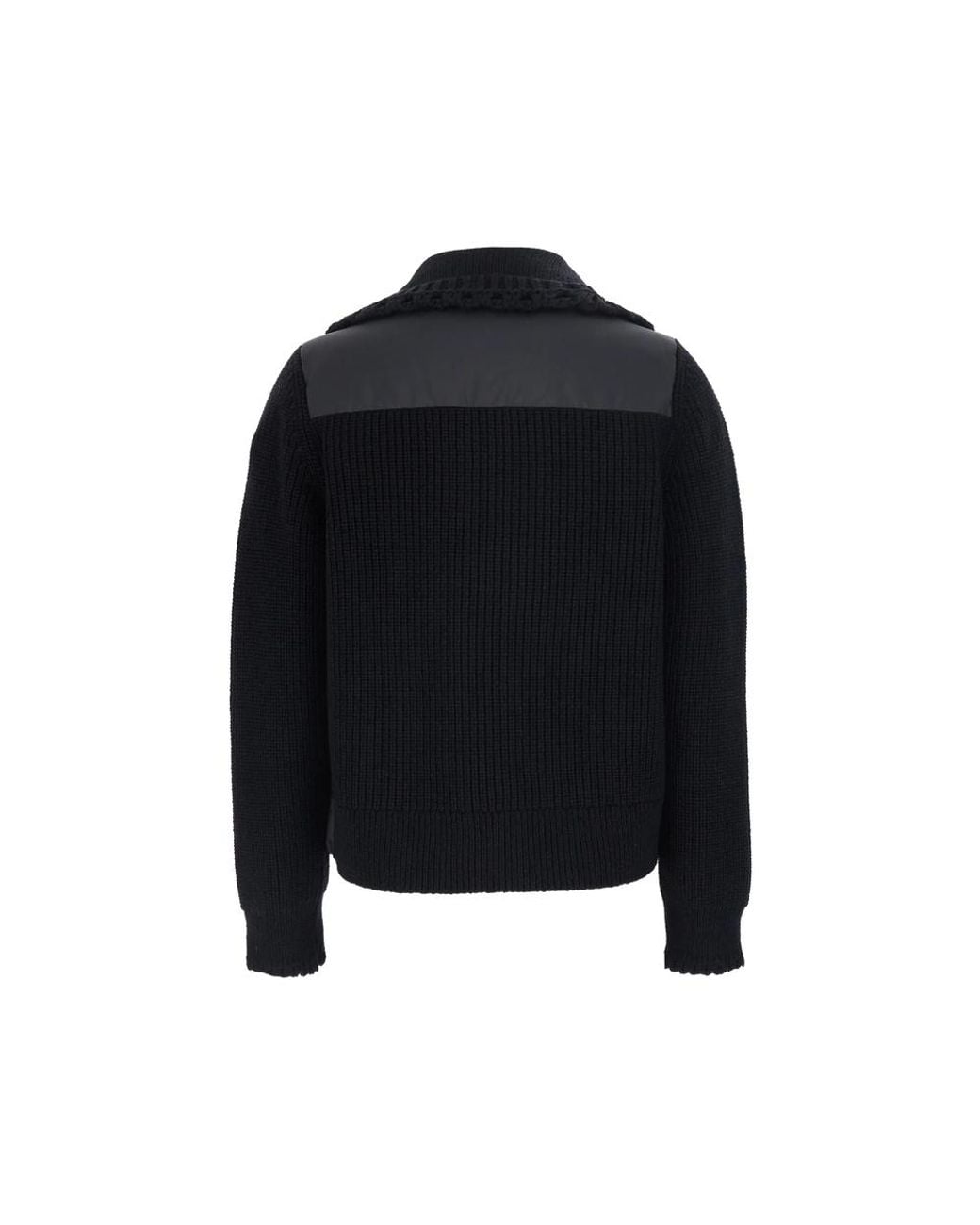 Moncler Black Quilted Knit-Panel Jacket