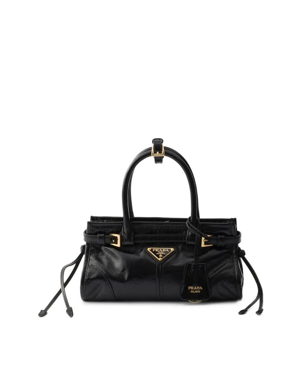 Prada Black Mini Bonnie Buckled Leather Shoulder Bag