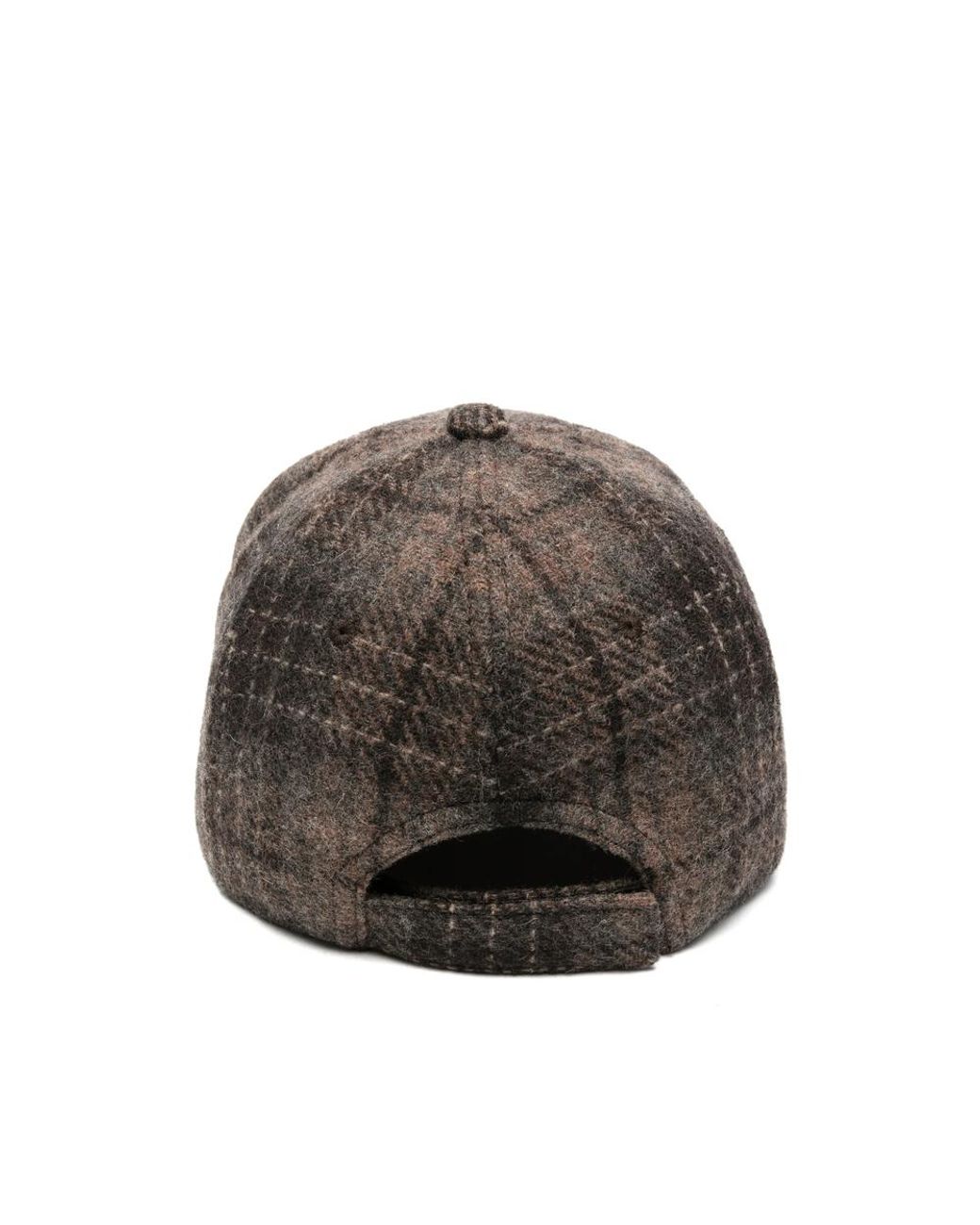 Ruslan Baginskiy Brown Check-Pattern Monogram-Embroidered Baseball Cap