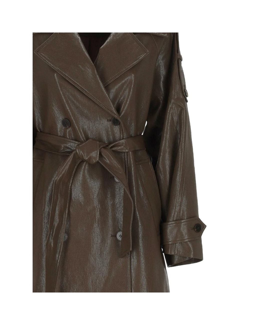 ELEH Brown Double-Breasted Belted Trench Coat