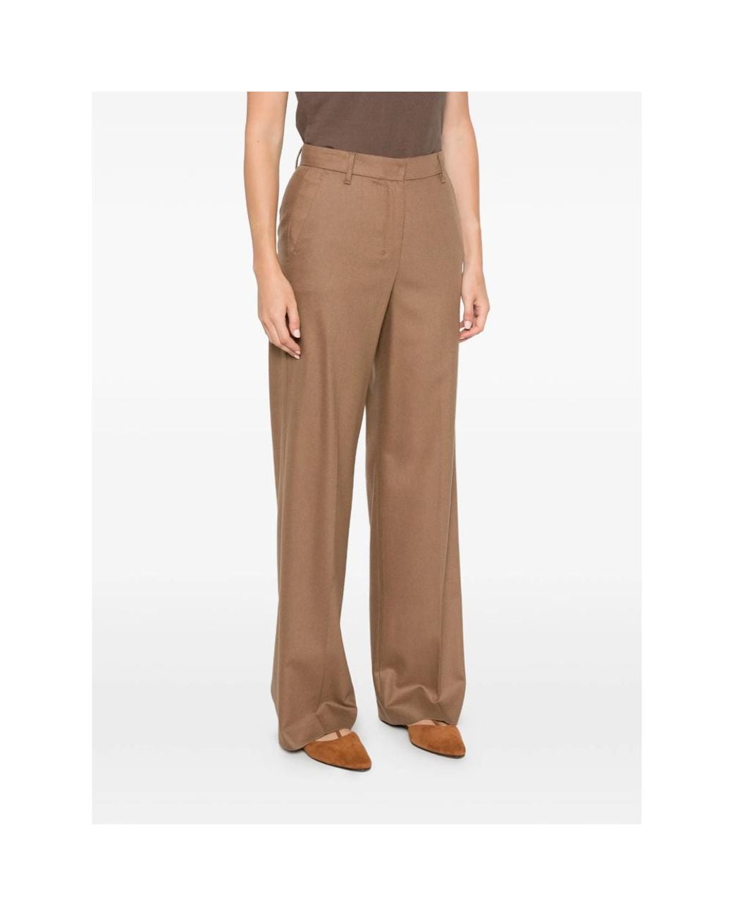 Max Mara Brown Pressed-Crease Straight-Leg Trousers