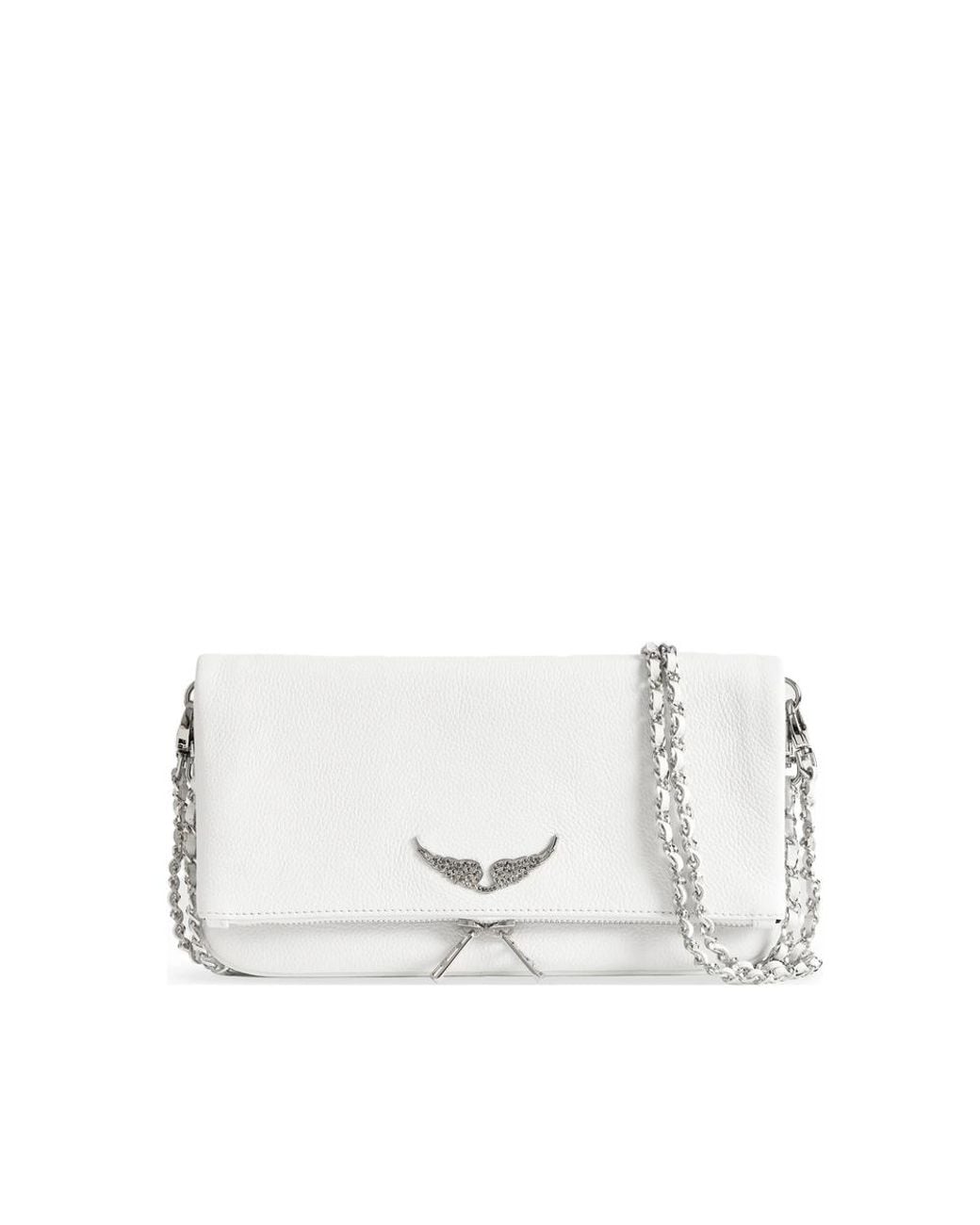 Zadig & Voltaire White Rock Grained Leather Clutch Bag